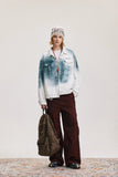 Flattering White Tie Dye Hip Hop Denim Jacket