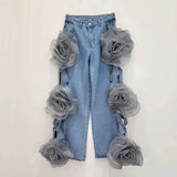 Butter-Smooth Floral Wide Leg High Waist Jeans