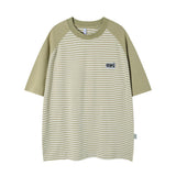 High-Quality Striped Splice Loose Casual Summer T-Shirt