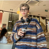 Retro Gradient Embroidery Round Neck Knit Sweater
