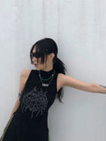 Black Gothic Tank Cyber Y2K Top