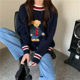 Women Cute Cozy Vintage Bear Knit Sweater