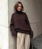 Flattering Oversized High Collar Knitted Sweater