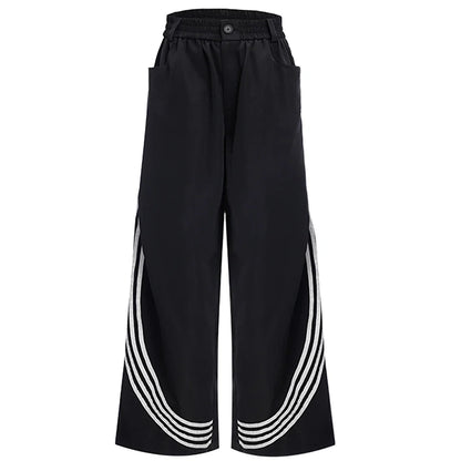 Luxury Designer Cool Baggy Striped Sweatpants