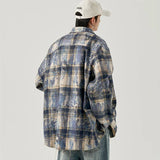 Men's Cool Vintage Autumn Tie Dye Plaid Shirt