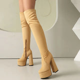 Minimalist Pointed Toe Square High Heels Boots