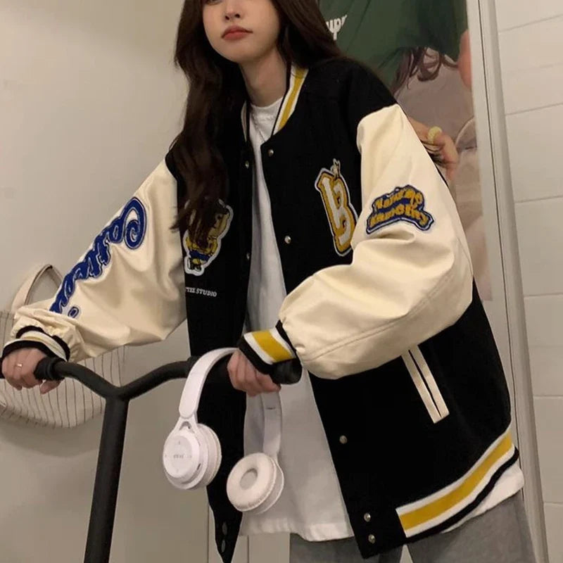 Women American Style Baseball Embroidered Jacket