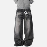Vintage Lightning Pattern Baggy Loose Jeans