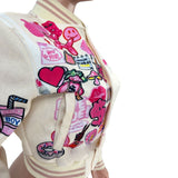 Graphic Print Crop Varsity Jacket