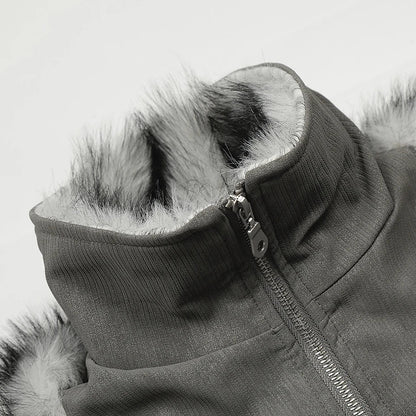 Streetwear Winter Vintage Fur Thicken Parkas Jacket