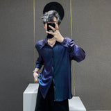Men Metallic Gradient Shoulder Pad Shirt