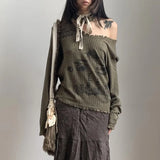 Vintage Grunge Gothing Distressed Ribbed Sweater