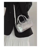 Purse Silver Square Leather Messenger Bag
