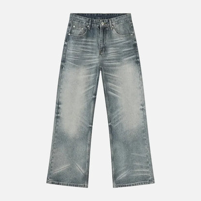 American Style Vintage Washed Blue Denim Jeans