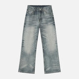 American Style Vintage Washed Blue Denim Jeans