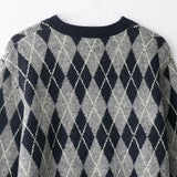 Vintage Argyle Plaid Knitted Casual Sweater