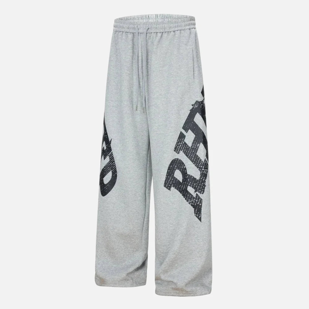 Elastic Waist Wide Leg Letter Print Sweatpants