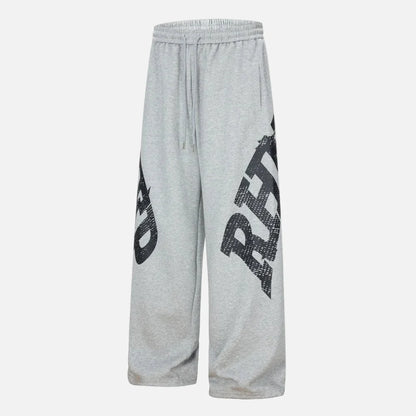 Elastic Waist Wide Leg Letter Print Sweatpants