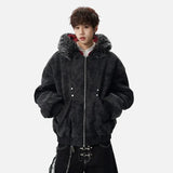 Stylish Warm Fleece Lined Hooded Fur Jacket