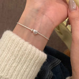 Women Cute Minimalist Sterling Silver Heart Bracelet