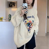 Women 8 Ball Cozy Cartoon Print Knit Sweater