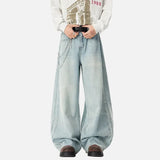Y2K Light Blue Ripped Baggy Wide Leg Jeans
