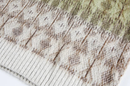 Jacquard Mohair Knitted V-Neck Sleevless Sweater