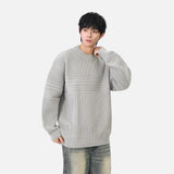Cozy Textured Striped Crew Neck Sweater