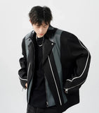 Streetwear Patchwork Contrast Color Zipper Jacket
