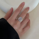 Elegant Oval Stone Cuff Finger Ring