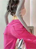 Pink Y2K High Waist Wide Leg Jeans