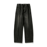 Solid Washed Distressed Wide Leg Jeans