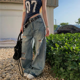 High-Quality Ripped Wide Leg Denim Jeans
