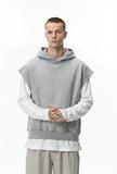 Heavyweight Casual Rolled Edge Sleeveles Hoodie