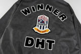 Chic Retro Letter Embroidery Leather Varsity Jacket