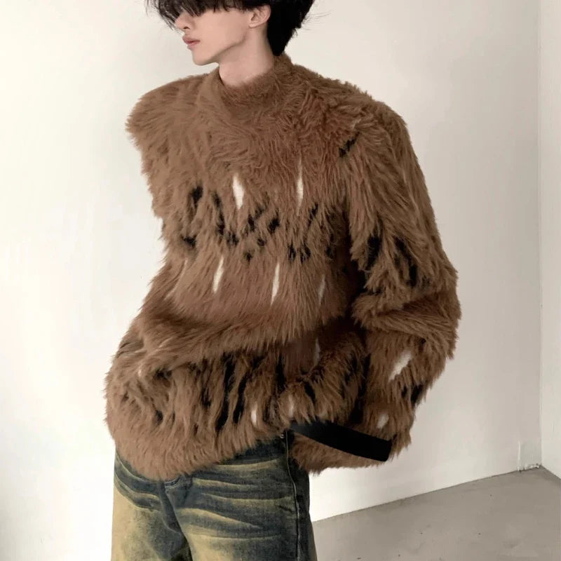 Aura Color Blocked Stand Collar Sweater
