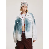 Flattering White Tie Dye Hip Hop Denim Jacket