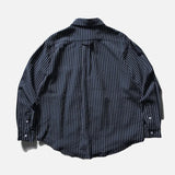 Casual Striped Seersucker Long Sleeve Shirt