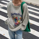 Women 8 Ball Cozy Cartoon Print Knit Sweater