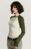 Color Contrast Long Sleeve Women's T-shirt