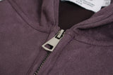 Striped Vintage Suede Loose Fit Hooded Sweatshirt