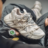 Breathable Thick Lace-Up Splicing Mixed Color Sneakers