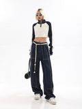 Rope High Waist Baggy Denim Pants