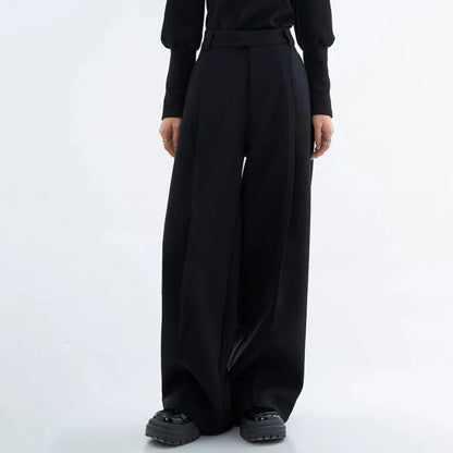 American Pleated Solid Color Casual Trousers