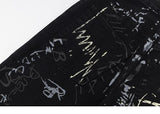 Gothic Graffiti Print Denim Pants