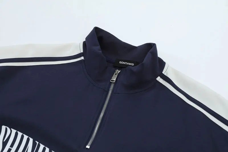 Y2K Half Zipper Graphic T-shirt