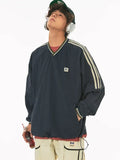 Y2K Retro Stripe Oversize Baseball Sweatshirt