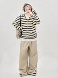 Striped Print Long Sleeve Hooded T-Shirt