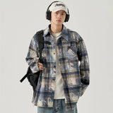 Men's Cool Vintage Autumn Tie Dye Plaid Shirt
