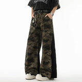 American Style Zipper Split Camouflage Wide-Leg Jeans